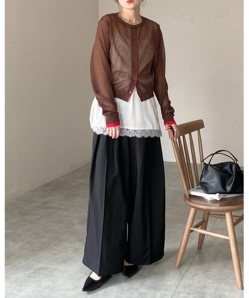DOUBLE STANDARD CLOTHING リネン混ショート丈カーディガン DOUBLE STANDARD CLOTHING - DOUBLE STANDARD CLOTHING リネン混