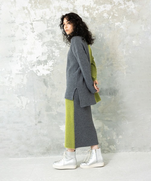 「OSMOSIS」 ニットスカート ONE SIZE ダークグレー レディース_画像3