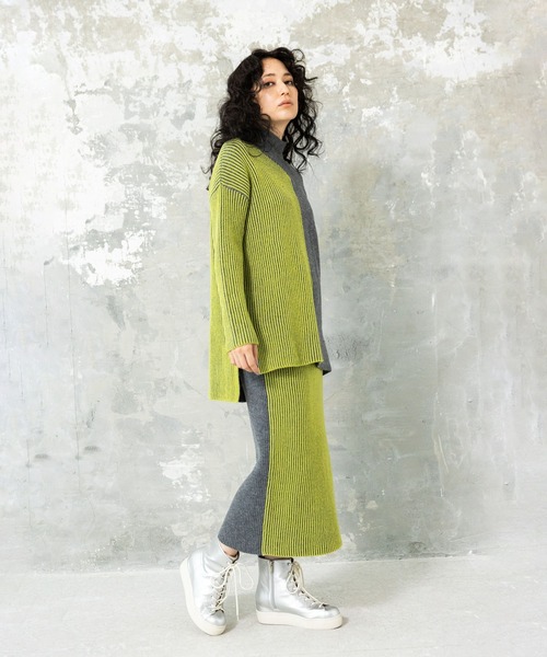 「OSMOSIS」 ニットスカート ONE SIZE ダークグレー レディース_画像5