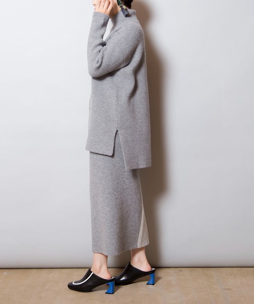 「OSMOSIS」 ニットスカート ONE SIZE ダークグレー レディース_画像9