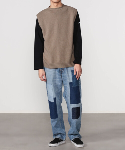 「Morris & Sons」 ノースリーブニット 3 グレイッシュベージュ メンズ_画像2