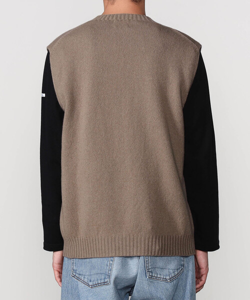 「Morris & Sons」 ノースリーブニット 3 グレイッシュベージュ メンズ_画像4