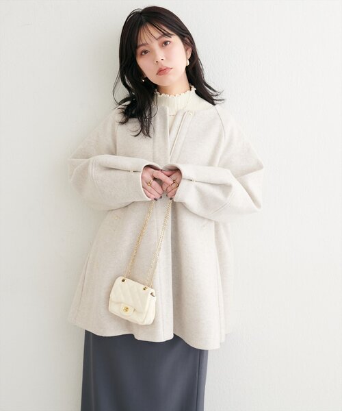 「natural couture」 ノーカラージャケット FREE モカ レディースの画像