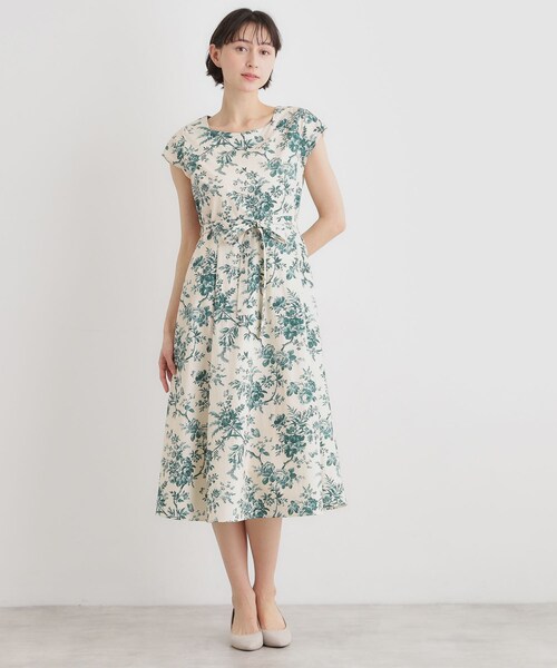 【新品タグ付】ローラアシュレイ 鳥・ボタニカルプリントワンピース 11号 希少 LAURA ASHLEY（ローラアシュレイ） ワンピース 「洗える／コットン100