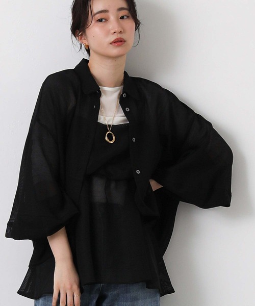 cloche（クロッシェ） ブラウス シャツ バックメッシュコクーンシャツ