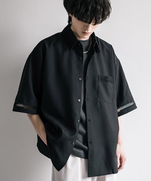 「Rocky Monroe」 「Beno」半袖シャツ L ブラック メンズ_画像7