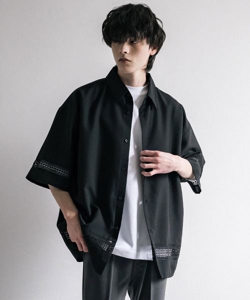 「Rocky Monroe」 「Beno」半袖シャツ L ブラック メンズ_画像9