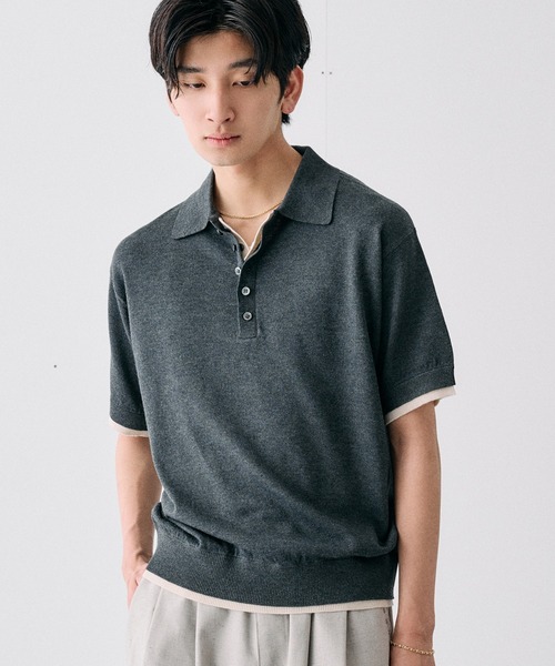 Adoon plain サマーニット セーター ニット Layered Summer Knit Polo