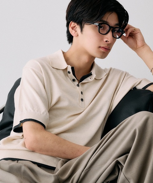 Adoon plain サマーニット セーター ニット Layered Summer Knit Polo