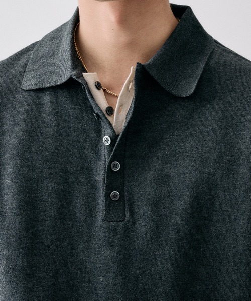 Adoon plain サマーニット セーター ニット Layered Summer Knit Polo