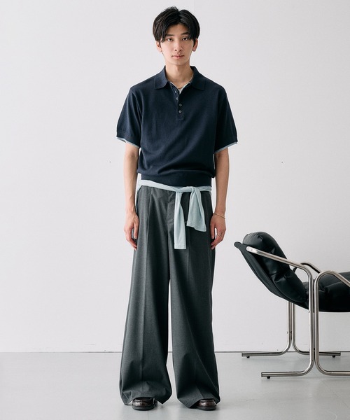Adoon plain サマーニット セーター ニット Layered Summer Knit Polo