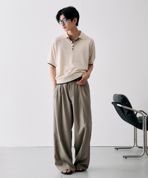 Adoon plain サマーニット セーター ニット Layered Summer Knit Polo