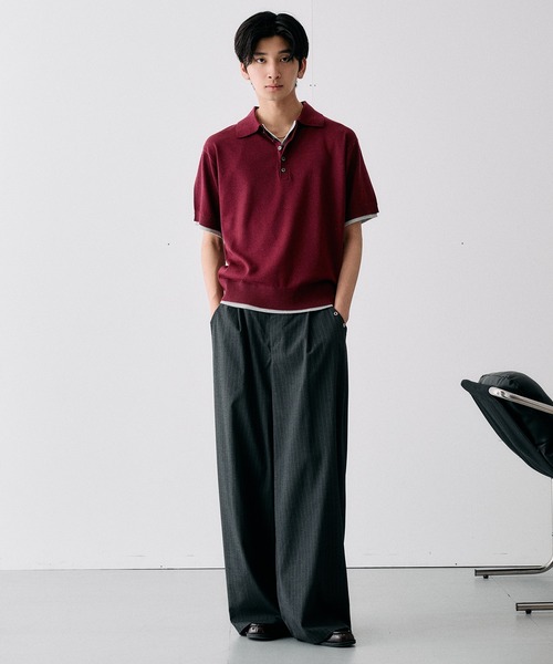 Adoon plain サマーニット セーター ニット Layered Summer Knit Polo