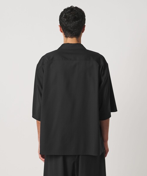 LOEFF ロエフ 半袖シャツ ブラック 0 LOEFF（ロエフ） シャツ 半袖 「LOEFF」トロピカルウール オープン