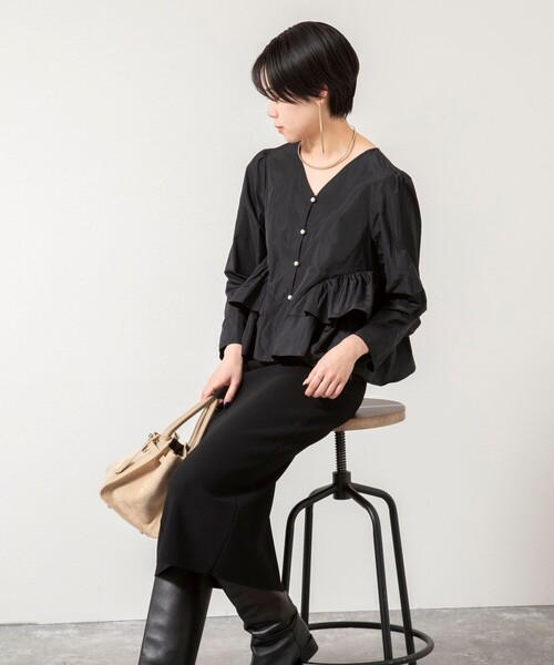 「NOLLEY'S Sophi」 7分袖ブラウス 38 ブラック レディース_画像9