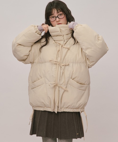 【loin nuit】ロワンニュイ リボンパディングブルゾン アイボリー loin nuit ブルゾン アウター ribbon padding blouson / リボン