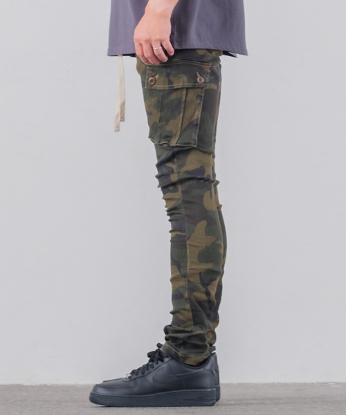 カーゴパンツ 「NULL」テーパード スリム スキニー カーゴパンツ メンズ レディース