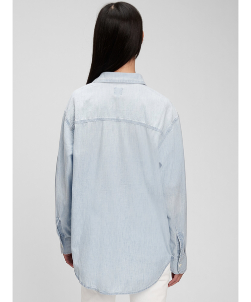 GAP ブラウス シャツ シャンブレー デニム ビッグシャツ