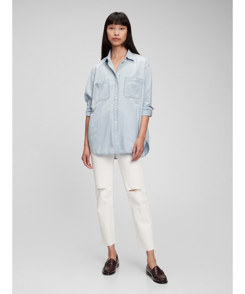 ブラウス シャツ シャンブレー デニム ビッグシャツ レディース GAP ブラウス シャツ シャンブレー デニム ビッグシャツ