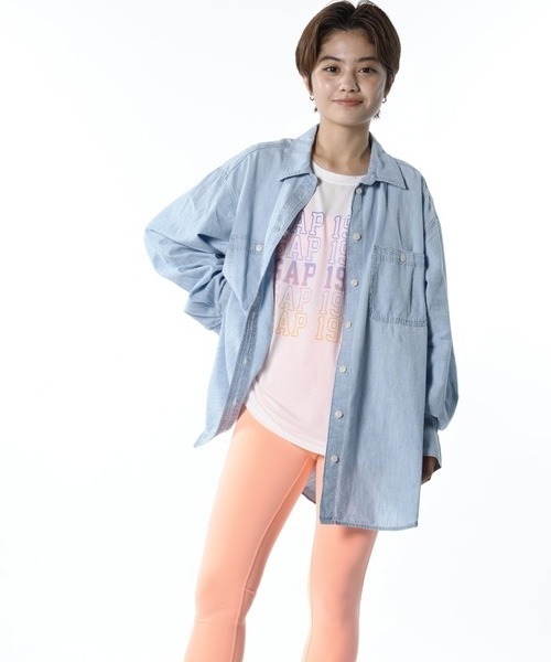 ブラウス シャツ デニムシャンブレー レギュラーカラーシャツ レディース GAP ブラウス シャツ シャンブレー デニム ビッグシャツ