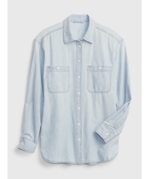 ブラウス シャツ シャンブレーデニム調シャツ レディース GAP ブラウス シャツ シャンブレー デニム ビッグシャツ