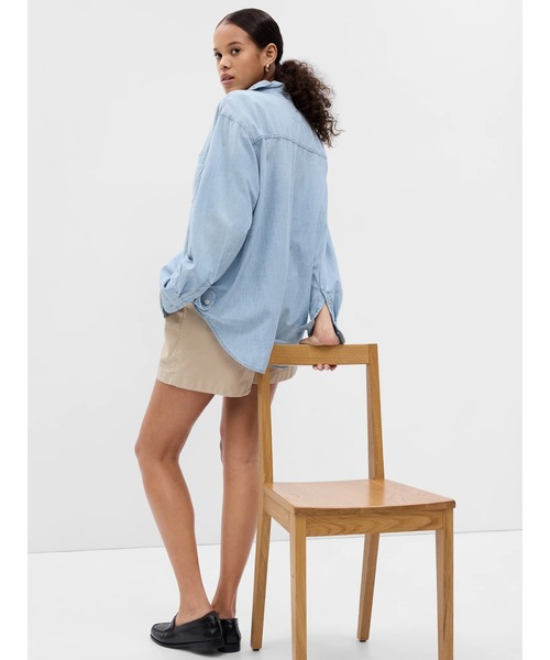 ブラウス シャツ シャンブレー デニム ビッグシャツ レディース GAP ブラウス シャツ シャンブレー デニム ビッグシャツ