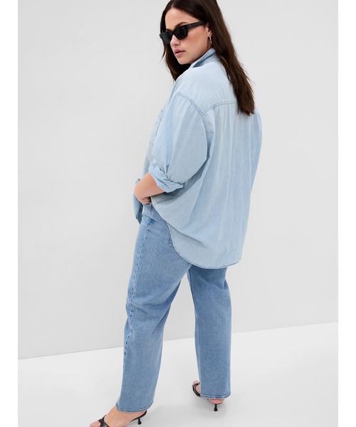 GAP ブラウス シャツ シャンブレー デニム ビッグシャツ