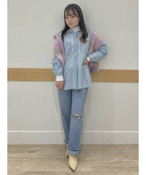 ブラウス シャツ シャンブレー デニム ビッグシャツ レディース GAP ブラウス シャツ シャンブレー デニム ビッグシャツ