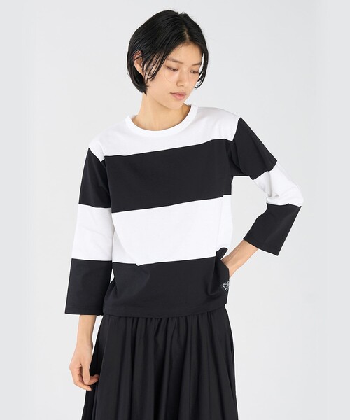 agnes b.（アニエスベー） tシャツ ボーダー コットン 七分袖 Tシャツ