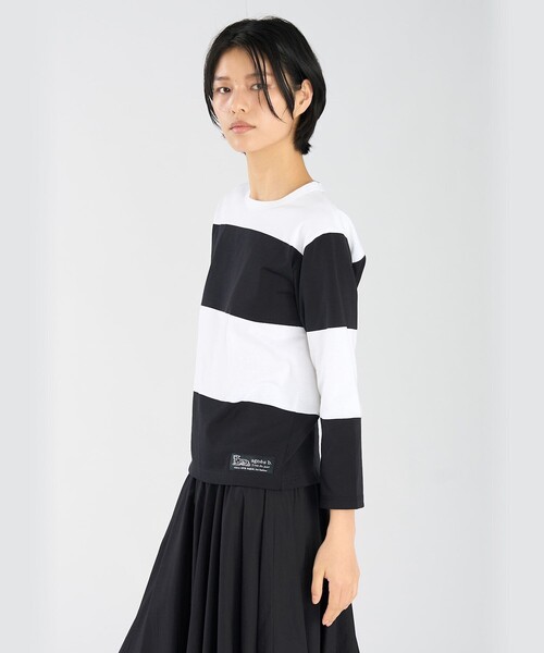 agnes b.（アニエスベー） tシャツ ボーダー コットン 七分袖 Tシャツ