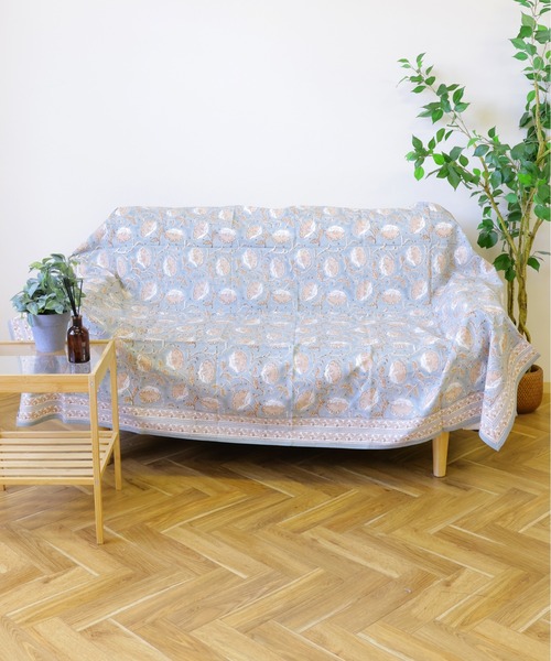 emesuelee ブランケット ブロックプリントマルチカバー : ZOZOTOWN