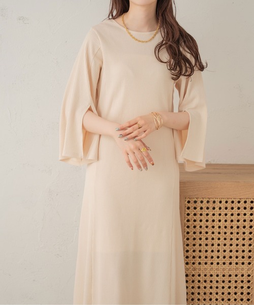 Ambre Neige（アンブルネージュ） ワンピース バックリボンリブ