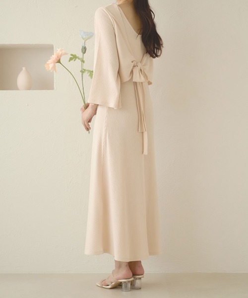 Ambre Neige（アンブルネージュ） ワンピース バックリボンリブ