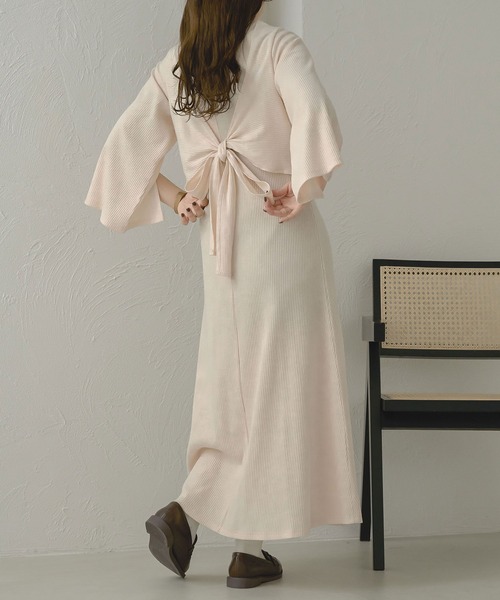 Ambre Neige（アンブルネージュ） ワンピース バックリボンリブ