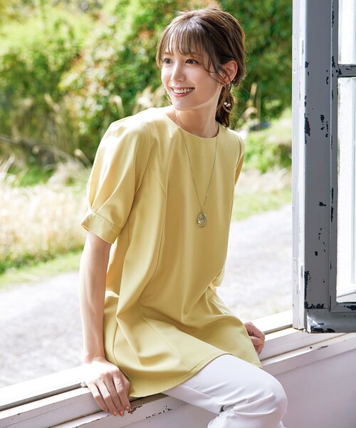 ブラウス シャツ パフスリーブチュニックブラウス レディース Tiaclasse ブラウス シャツ 「洗える」パフスリーブチュニック