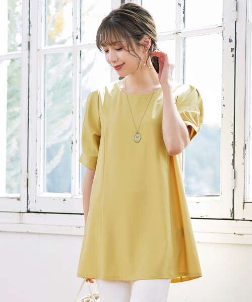 Tiaclasse ブラウス シャツ 「洗える」パフスリーブチュニック