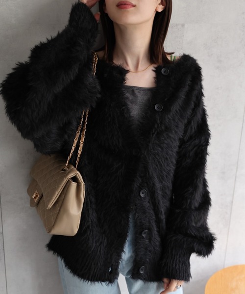 sakishimatokyo カーディガン 「前後2WAY」シャギーニットカーディガン