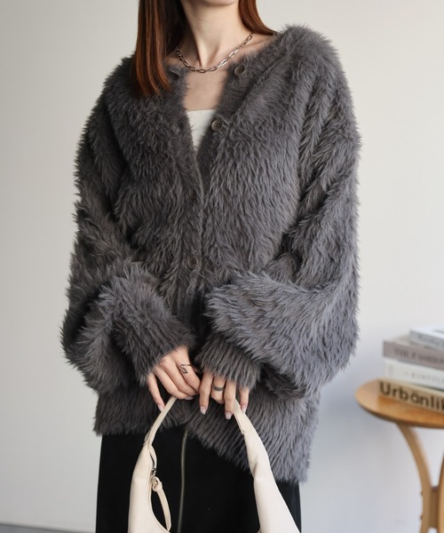 sakishimatokyo カーディガン 「前後2WAY」シャギーニットカーディガン