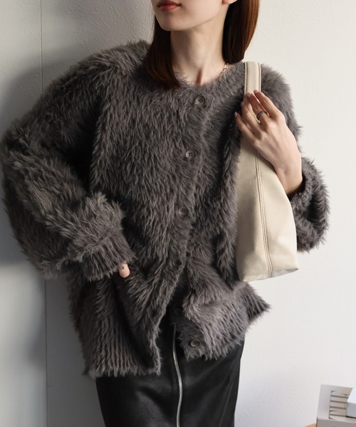 sakishimatokyo カーディガン 「前後2WAY」シャギーニットカーディガン