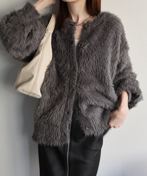 sakishimatokyo カーディガン 「前後2WAY」シャギーニットカーディガン