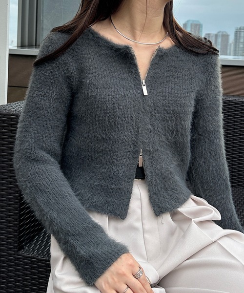 solleim（ソルレム） ニット セーター シャギージップアップニット