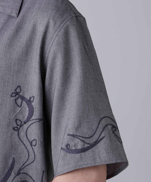 なのページ NANO universe シャツ チェーン刺繍オープンカラーシャツ メンズ