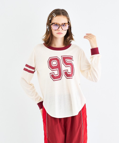 ファミリア　りんご　ロングスリーブTシャツ tシャツ No.95 リンガーロングスリーブTシャツ レディース