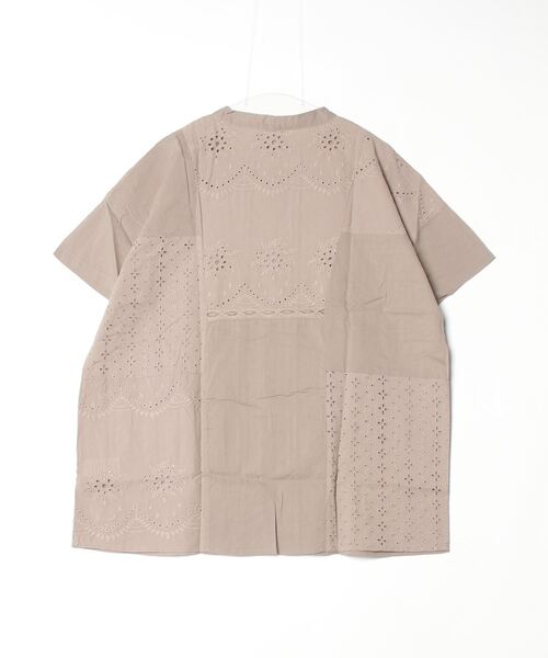 ブラウス シャツ mitis 綿キャンブリック 刺繍切替えデザインシャツ レディース mitis ブラウス シャツ 綿キャンブリック 刺繍切替えデザイン