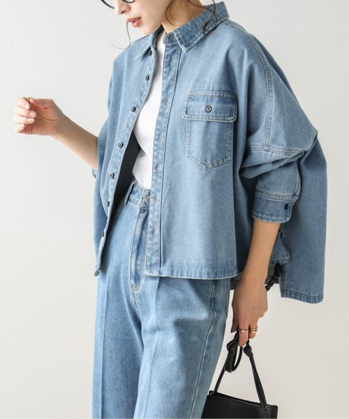 ブラウス シャツ ボーイフレンドデニムシャツ レディース PAGEBOY ブラウス シャツ シシュウデニムシャツ レディース