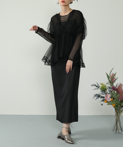 全2色 セットアップ ドレス 総レース シアー パーティー 結婚式 Kana ドレス シアー レース セットアップ ケープセット タイト