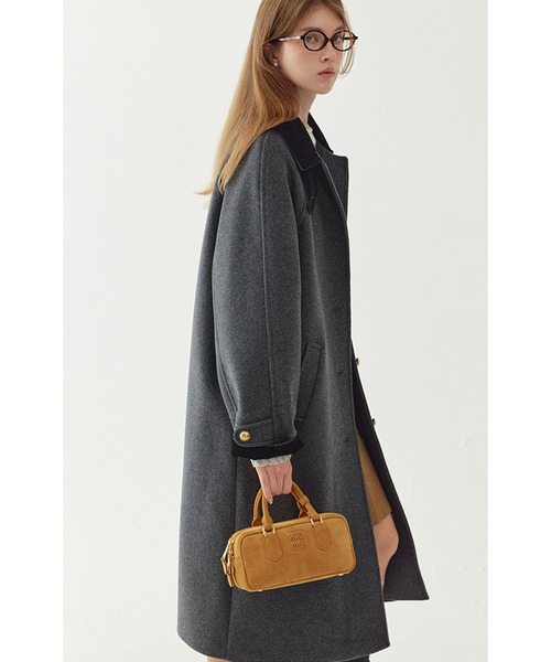 ステンカラーコート コート コーデュロイカラー ウールロングコート