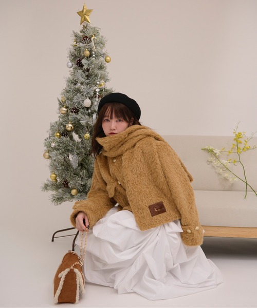 loin nuit アウター muffler shaggy short coat / マフラーシャギー 