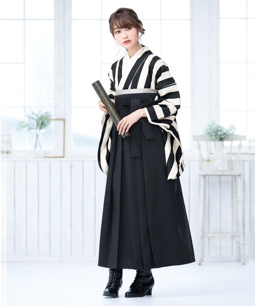 [SOUBIEN] 着物＆袴（袴試着のみ・襦袢クリーニング済）160-170㎝ SOUBIEN（創美苑） 着物 大人、クールに。レディース袴4点セット（着物