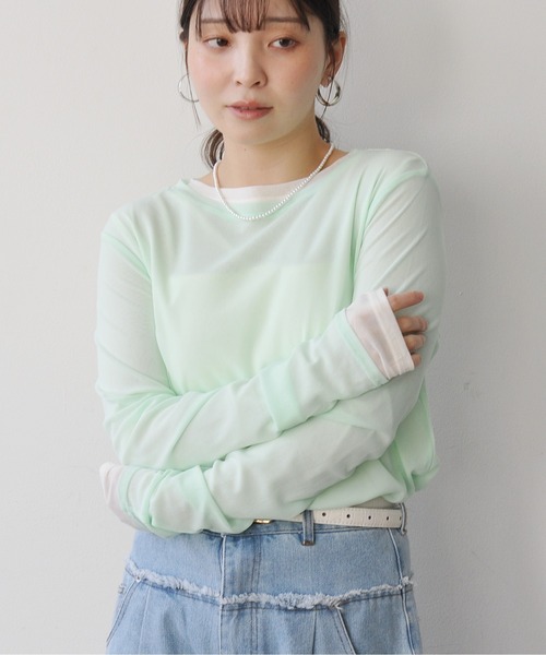 値下げ　レディース パワーネット カットソー tシャツ パワーネットクルーネックシアートップス レディース